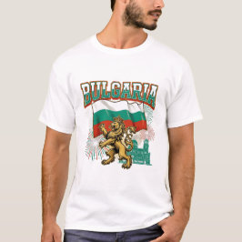 Bulgarian Patriotic Lion with Flag and Fireworks T Shirt