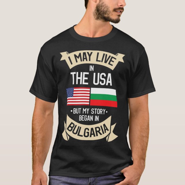 Bulgarien American Flagga USA Bulgariska Root Gift T Shirt (Framsida)