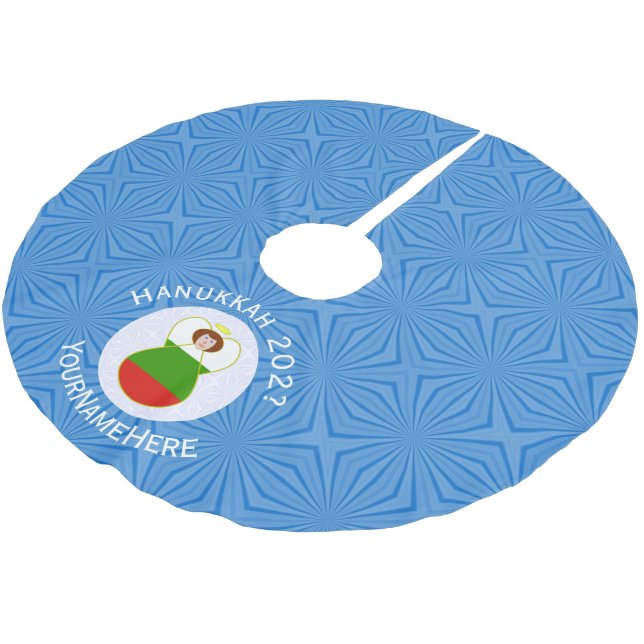 Bulgarien Ängel Flagga Hanukkah Personlig  Julgransmatta Borstad Polyester (Vinklad)