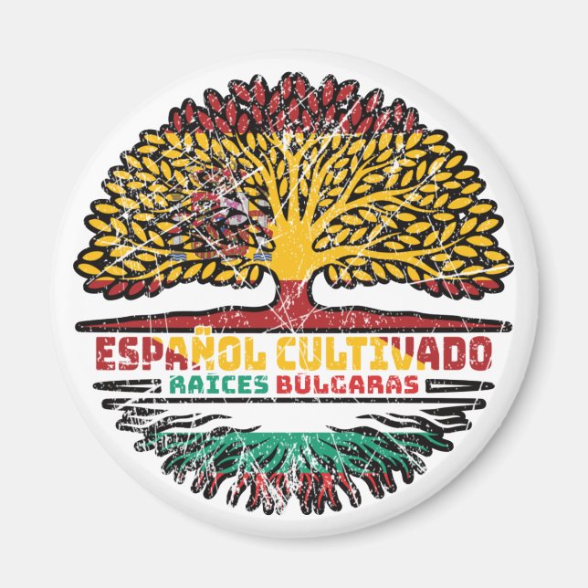 Bulgarien Bulgariska Spanien Spanska Träd Rötter F Magnet (Framsidan)