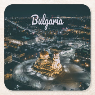 Bulgarien Capital Sofia Alexander Nevsky Cathedral Underlägg Papper Kvadrat