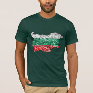 Bulgarien Flagga Färg Kart T-Shirt