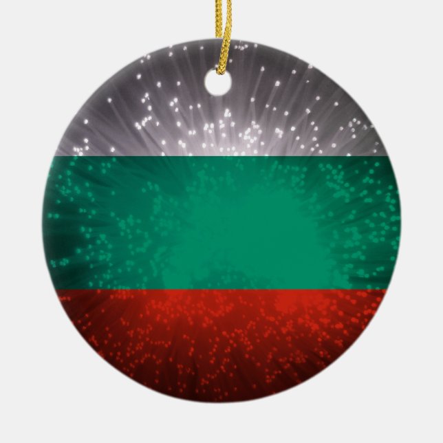 Bulgarien Flagga Fireworks Julgransprydnad Keramik (Framsidan)