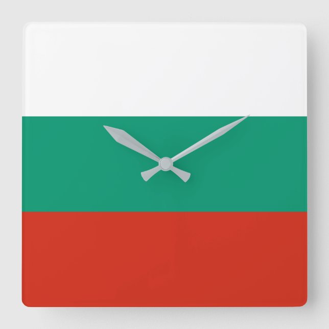 Bulgarien Flagga Fyrkantig Klocka (Framsida)