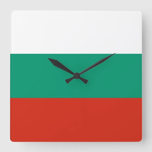 Bulgarien Flagga Fyrkantig Klocka (Framsida)