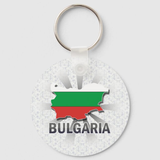 Bulgarien Flagga Karta 2.0 Nyckelring (Framsida)