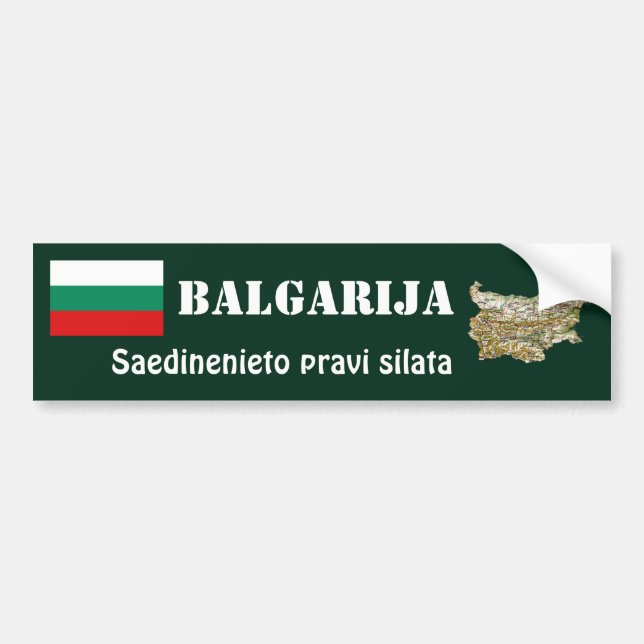 Bulgarien Flagga + Karta Bildörslapp Bildekal (Framsidan)