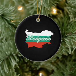 Bulgarien flagga karta julgransprydnad keramik