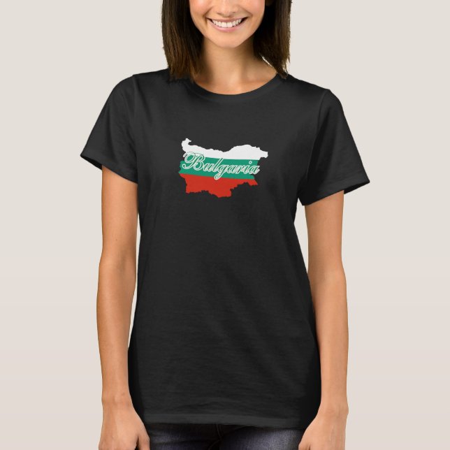 Bulgarien flagga karta t shirt (Framsida)