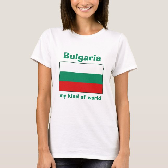 Bulgarien Flagga + Karta + Text T-Shirt (Framsida)