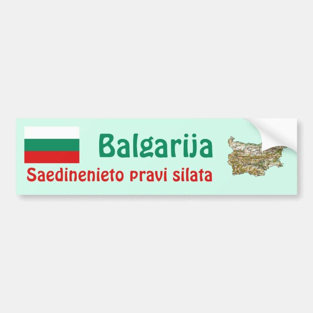 Bulgarien Flagga och Karta Bildäckslapp Bildekal (Framsidan)