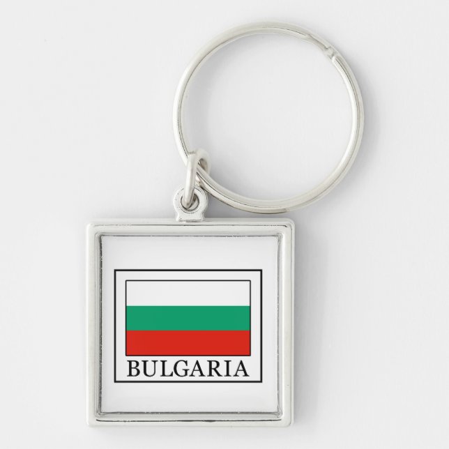 Bulgarien Fyrkantig Silverfärgad Nyckelring (Framsidan)