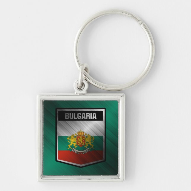 Bulgarien Fyrkantig Silverfärgad Nyckelring (Framsidan)