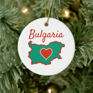 Bulgarien Karta Julgransprydnad Keramik