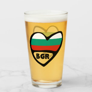 Bulgarien Land Code Flagga Heart, BGR Glaskopp