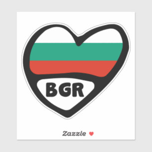 Bulgarien Land Code Flagga Heart, BGR Klistermärken