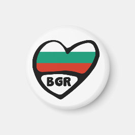 Bulgarien Land Code Flagga Heart, BGR Magnet