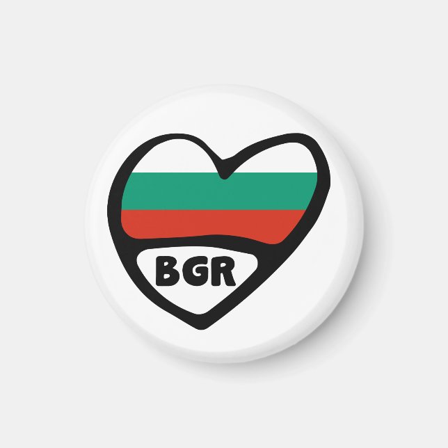 Bulgarien Land Code Flagga Heart, BGR Magnet (Framsidan)