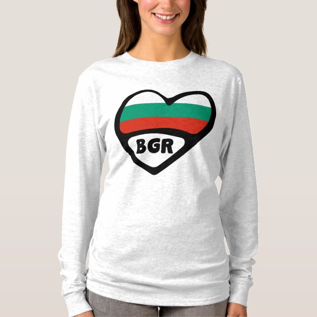 Bulgarien Land Code Flagga Heart, BGR T Shirt (Framsida)