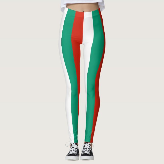 Bulgarien Lodrät i Flagga, strimlat Leggings (Framsida)