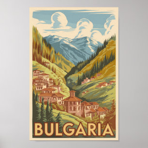 Bulgarien Painterly Illustration Travel Art Vintag Poster