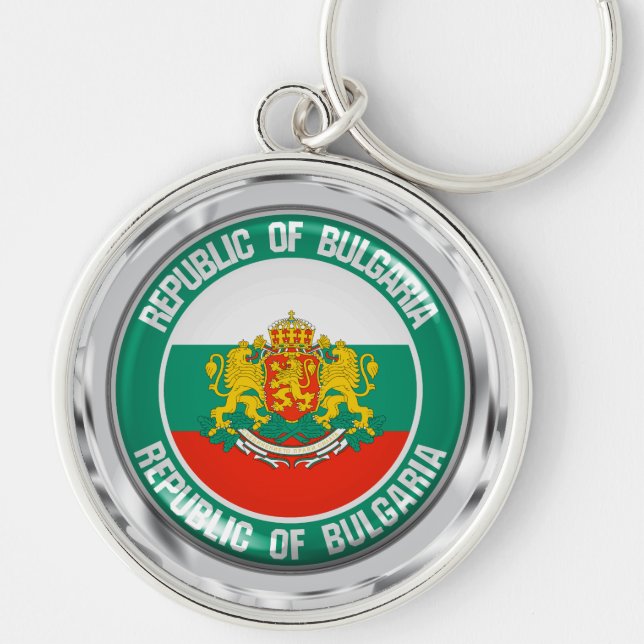 Bulgarien Round Emblem Rund Silverfärgad Nyckelring (Framsidan)