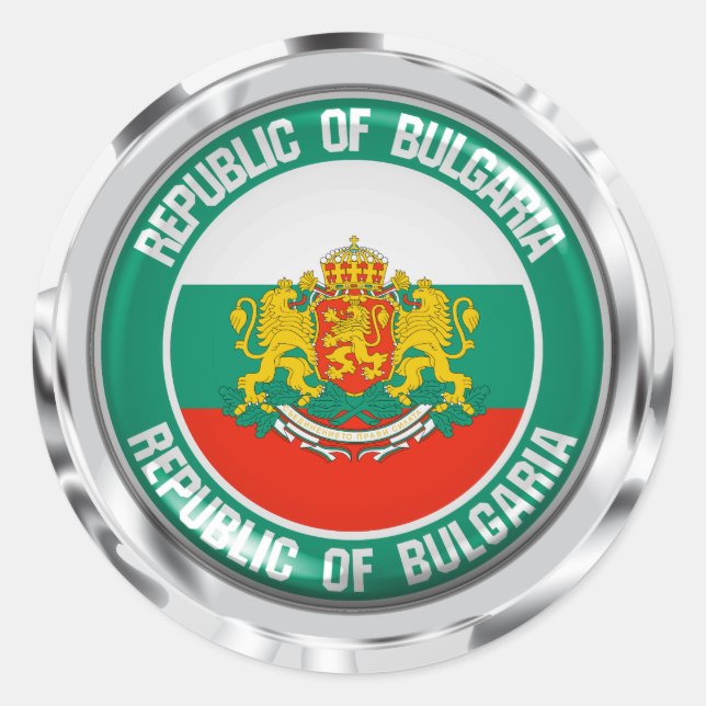 Bulgarien Round Emblem Runt Klistermärke (Framsida)