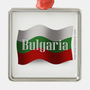 Bulgarien som vinkar flagga julgransprydnad metall