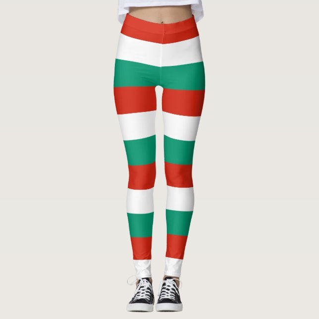 Bulgarien Vågrät i Flagga, strimlat Leggings (Framsida)