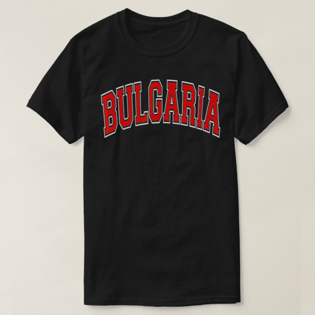 Bulgarien Varsity Stil Red Tet T Shirt (Design framsida)