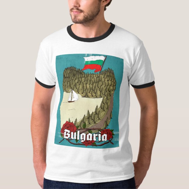 Bulgarien Vintage Resa Affisch T Shirt (Framsida)