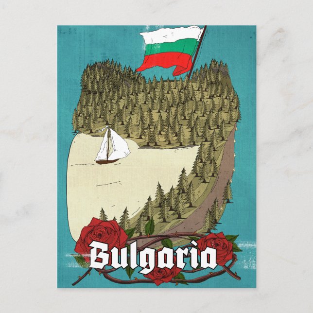 Bulgarien Vintage Resa Affisch Vykort (Framsida)