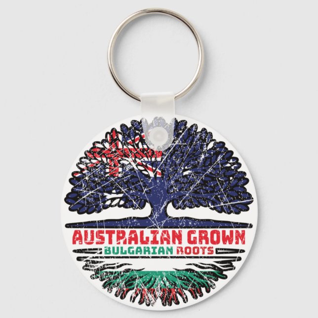 Bulgariens australiska Australiens Träd-rötter Nyckelring (Framsida)