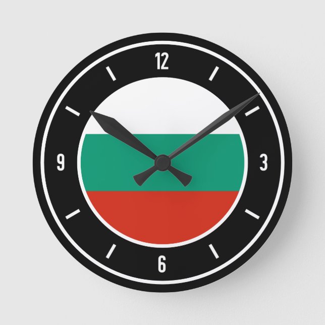 Bulgariens Flagga Elegant Rund Klocka (Framsida)