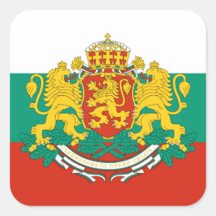 Bulgariens Flagga & Jacka av Arm, Bulgariens Flagg Fyrkantigt Klistermärke