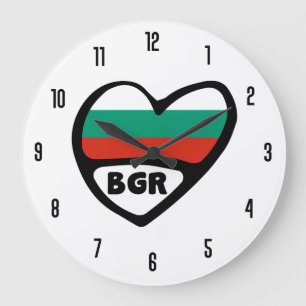 Bulgariens Land-kod BGR Flagga Heart Stor Klocka