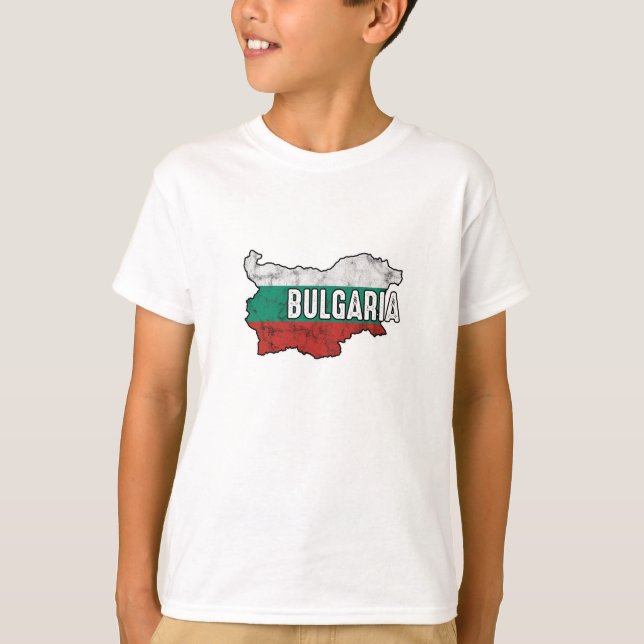 Bulgariens patriotiska bulgariska Flagga Karta-sym T Shirt (Framsida)