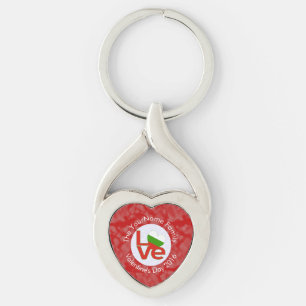 Bulgariens Röda KÄRLEK Flagga-Personlig Twisted Heart Silverfärgad Nyckelring