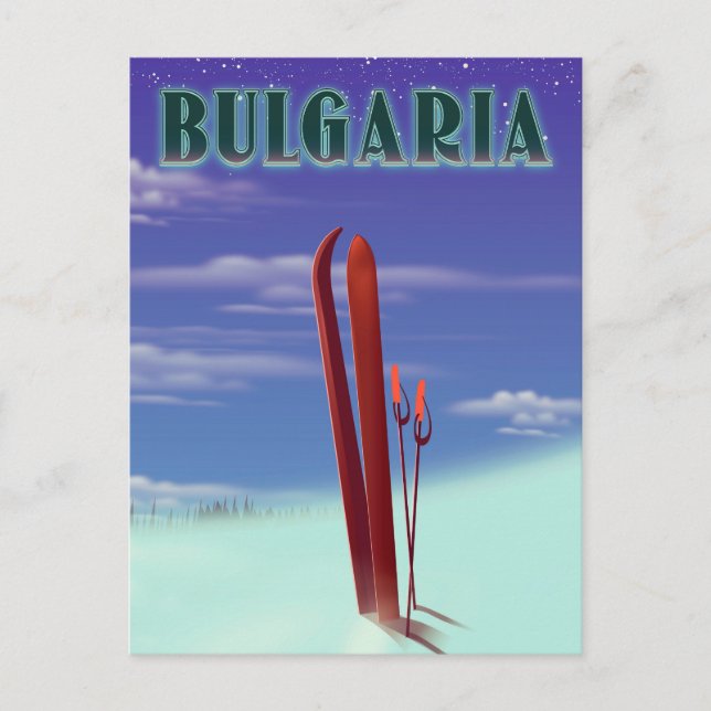 Bulgarient skidåkningsresa affisch vykort (Framsida)