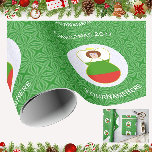 Bulgarisk ängel julflagga personlig  presentpapper (Skapare uppladdad)
