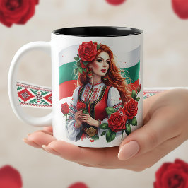 Bulgarisk flaggtradition Folklore Kvinna Röda roso Två-Tonad Mugg
