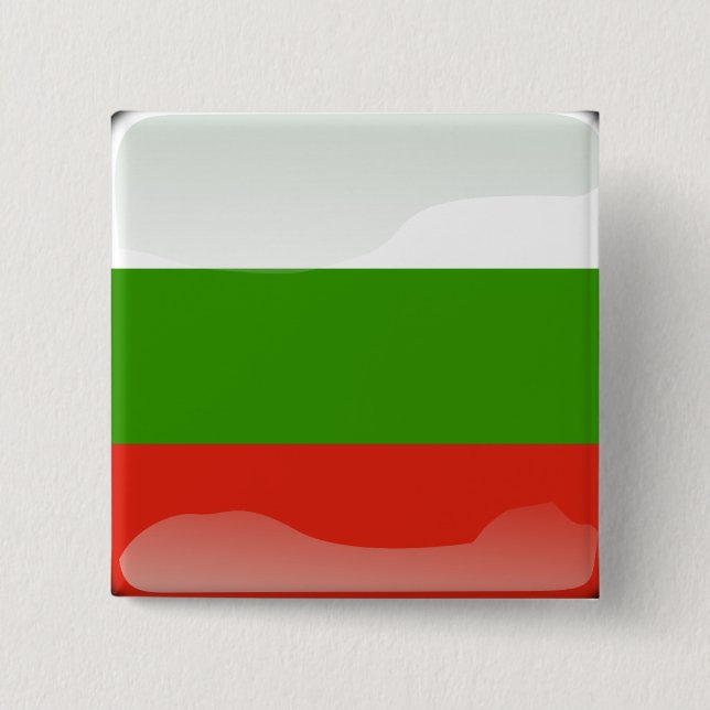 Bulgarisk glansig flagga knapp (Framsida)