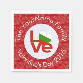 Bulgarisk röd KÄRLEK Flagga Personlig  Pappersservett