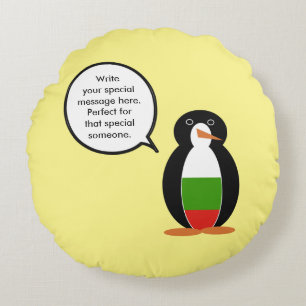 Bulgarisk talande Ms. Penguin personlig Rund Kudde