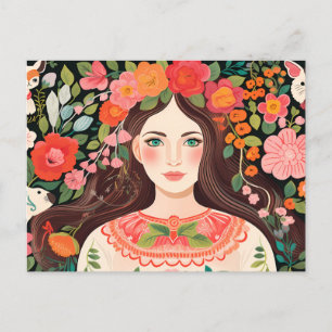 Bulgarisk vykort, Woman Cute Motif Vykort