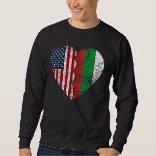 Bulgariska American Flagga Heart United Stater Bul Lång Ärmad Tröja