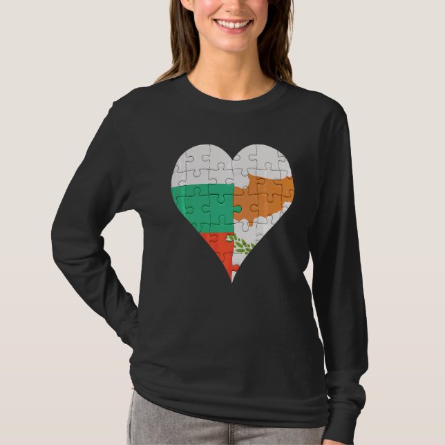 Bulgariska cypriotiska Flagga Heart T Shirt (Framsida)