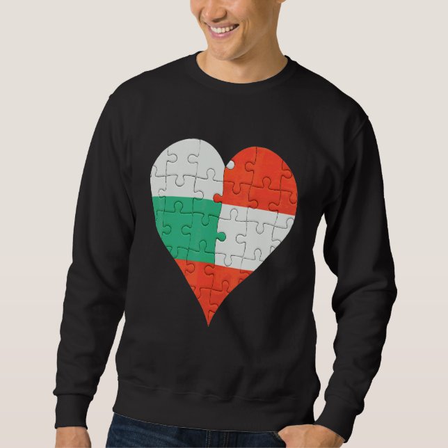 Bulgariska Flagga Heart Lång Ärmad Tröja (Framsida)