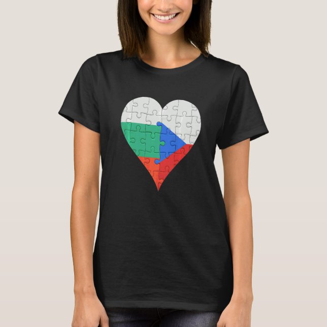 Bulgariska Flagga Heart T Shirt (Framsida)
