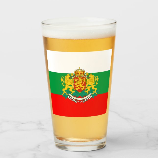 Bulgariska flagga+jackat arm  glaskopp (Framsida fylld)